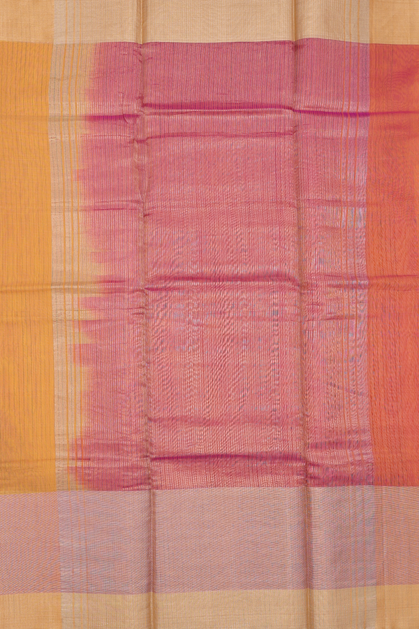 Kora Silk Cotton Saree In Yellow With Contrast Border