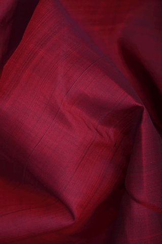 Korvai Border Plain Burgundy Red Kanchipuram Silk Saree