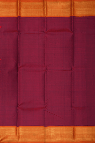 Korvai Border Plain Burgundy Red Kanchipuram Silk Saree