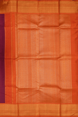 Korvai Border Plain Burgundy Red Kanchipuram Silk Saree