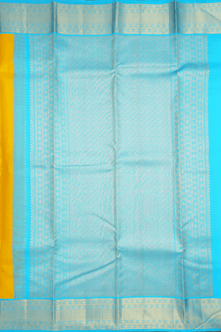 Korvai Border Plain Honey Yellow Kanchipuram Silk Saree