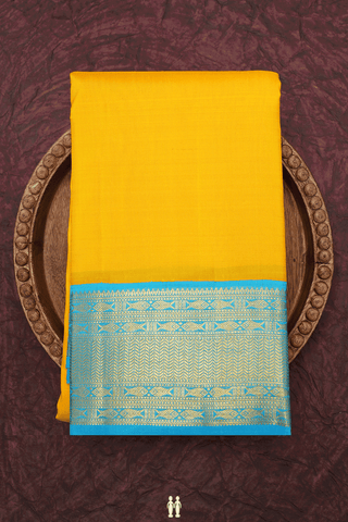 Korvai Border Plain Honey Yellow Kanchipuram Silk Saree