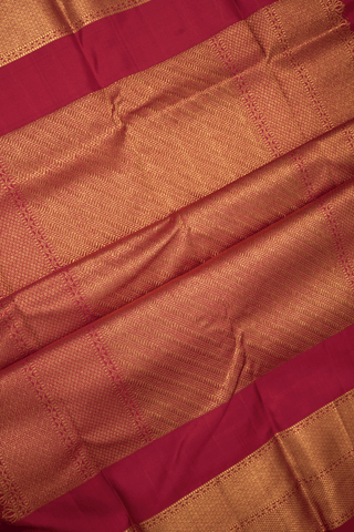 Korvai Zari Border Plain Celery Yellow Kanchipuram Silk Saree