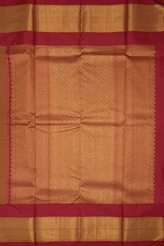 Korvai Zari Border Plain Celery Yellow Kanchipuram Silk Saree