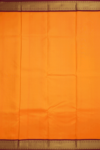 Korvai Zari Border Plain Honey Orange Kanchipuram Silk Saree