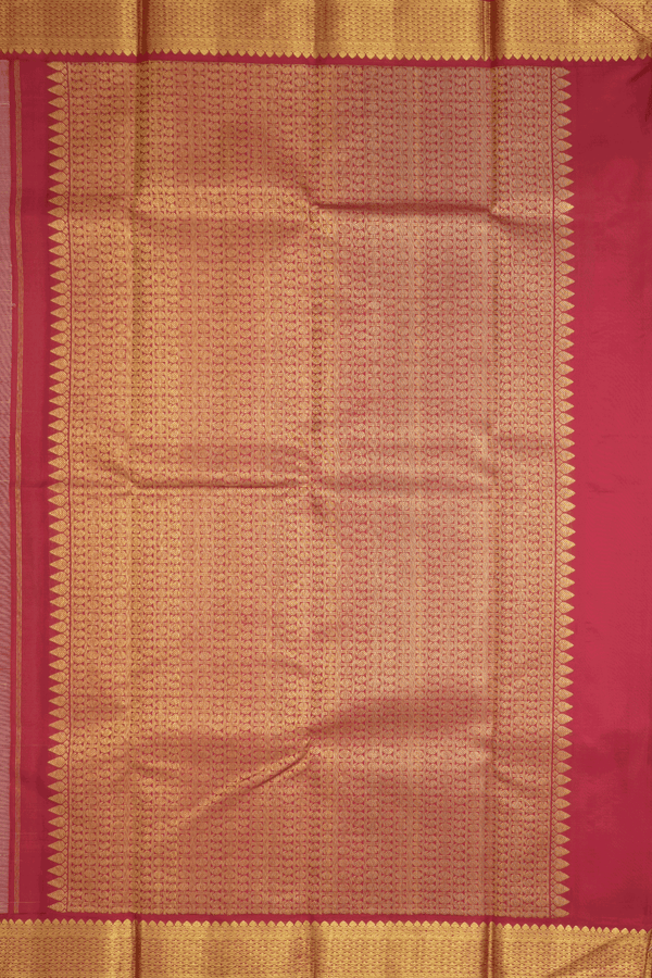 Korvai Zari Border Plain Ivory Kanchipuram Silk Saree