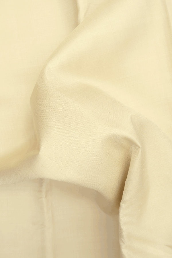 Korvai Zari Border Plain Ivory Kanchipuram Silk Saree