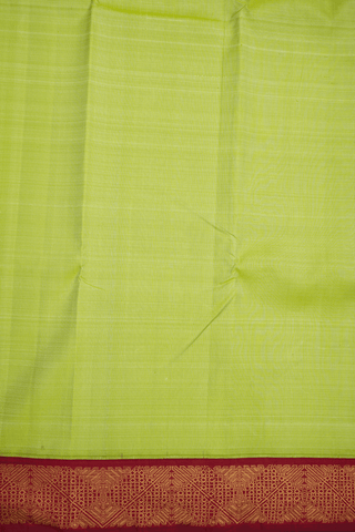 Korvai Zari Border Plain Light Green Kanchipuram Silk Saree