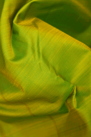 Korvai Zari Border Plain Lime Green Kanchipuram Silk Saree