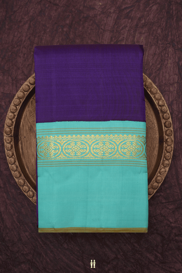 Korvai Zari Border Plain Regal Purple Kanchipuram Silk Saree