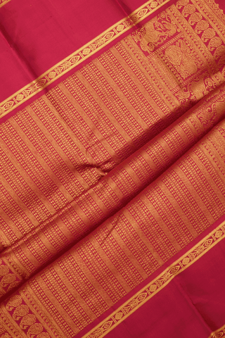 Korvai Zari Border Plain Rose Gold Kanchipuram Silk Saree