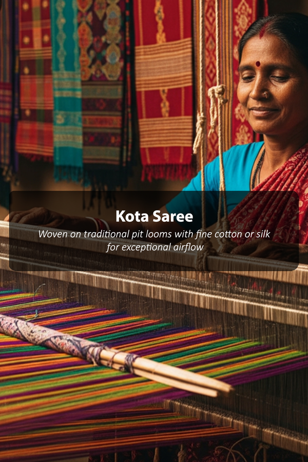 Kota Cotton Saree In Dusty Purple With Floral Design