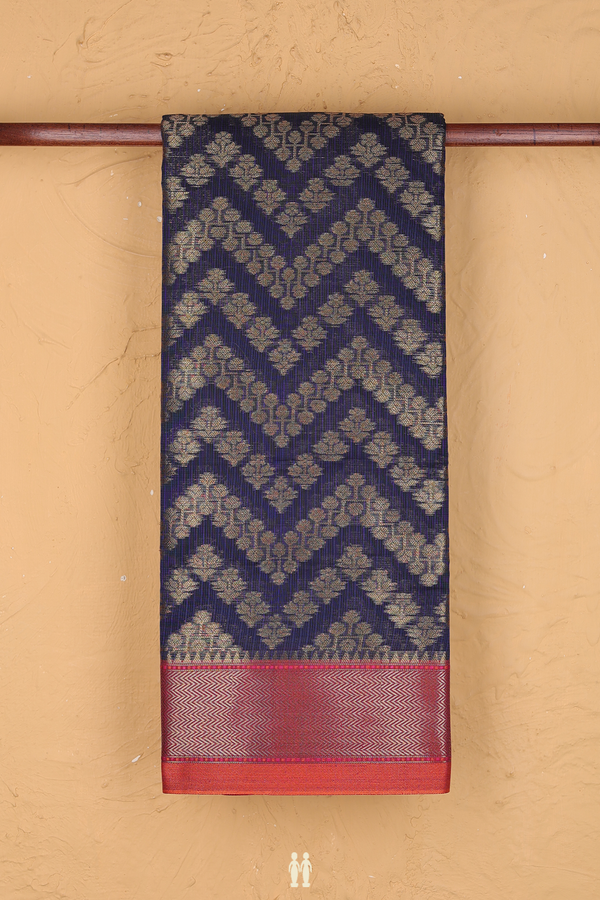 Kota Cotton In Navy Blue With Chevron Design