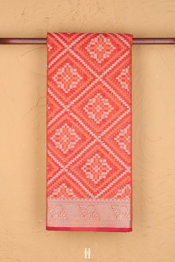Kota Cotton In Orange With Diamond Design