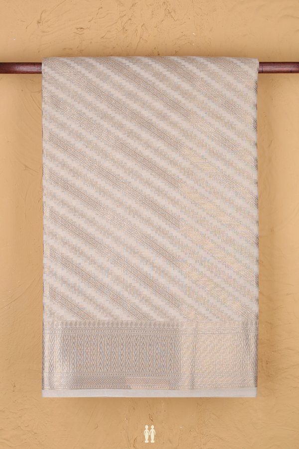 Kota Cotton Saree In Beige With Diagonal Design