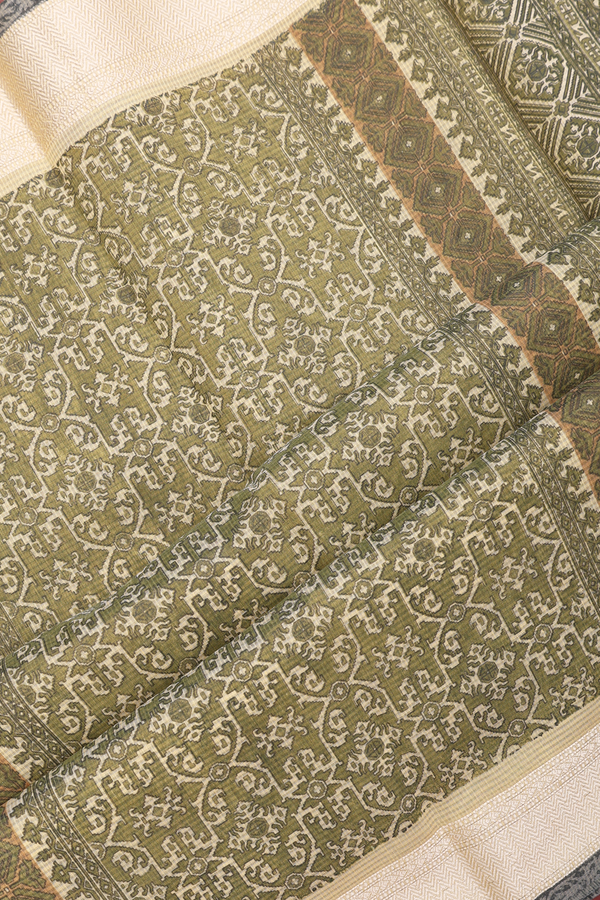 Kota Cotton Saree In Beige With Diamond Design