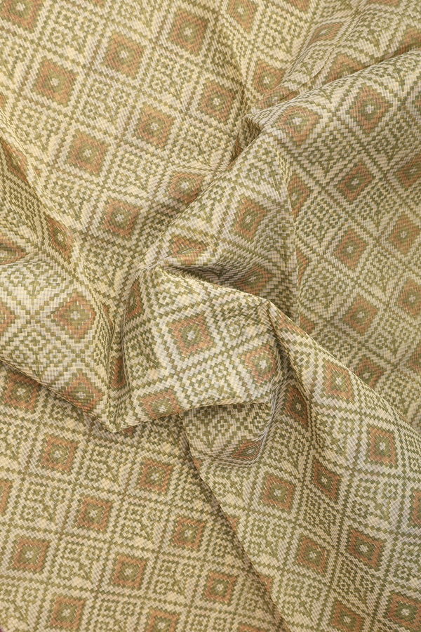 Kota Cotton Saree In Beige With Diamond Design