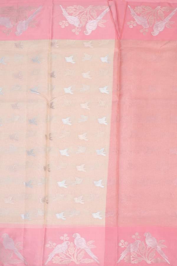 Kota Cotton Saree In Biscuit Color With Birds Buttas