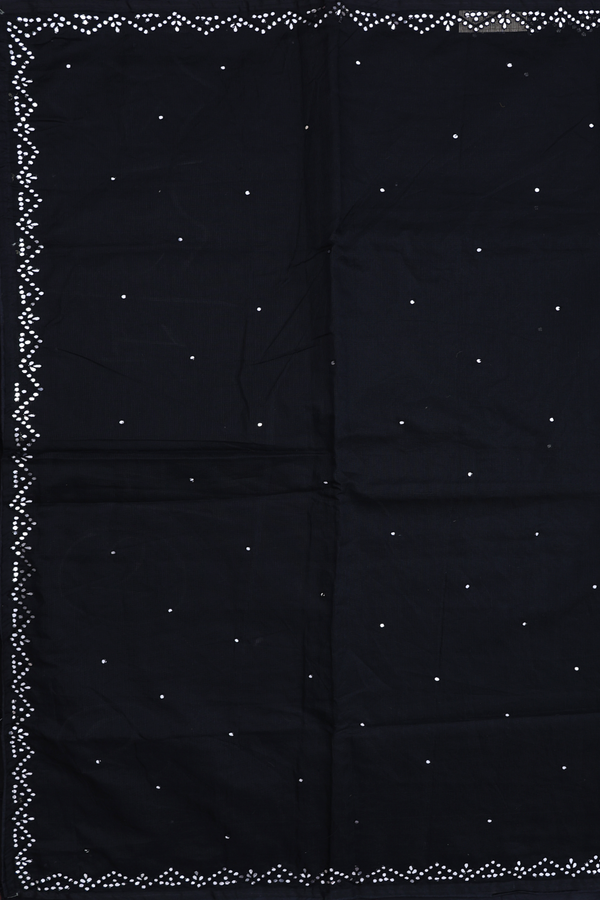 Kota Cotton Saree In Black With Mirror Work Buttis
