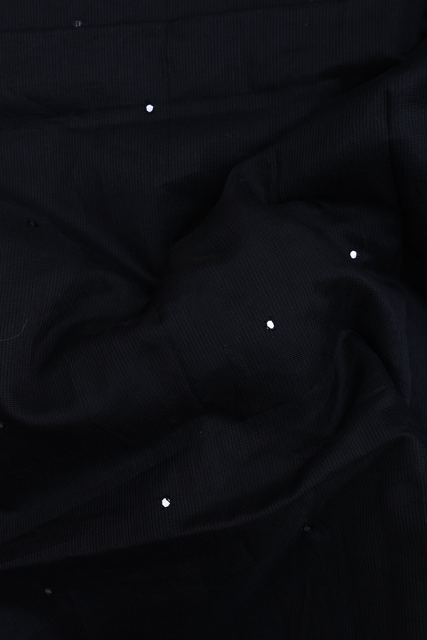 Kota Cotton Saree In Black With Mirror Work Buttis