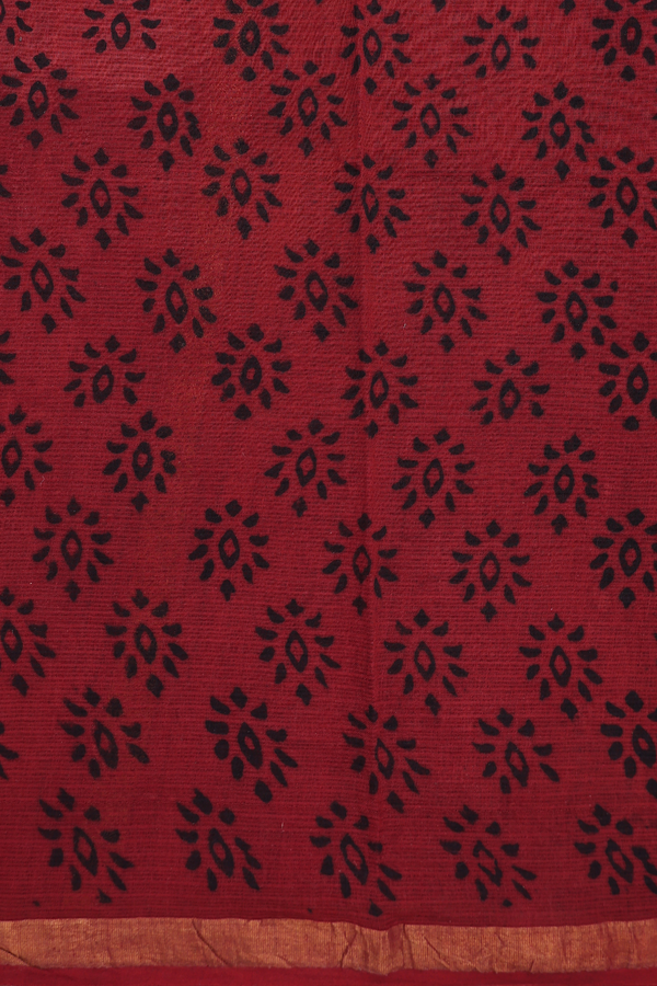 Kota Cotton Saree In Black With Printed Design