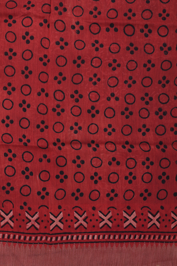 Chanderi Silk Cotton Saree In Black With Printed Design