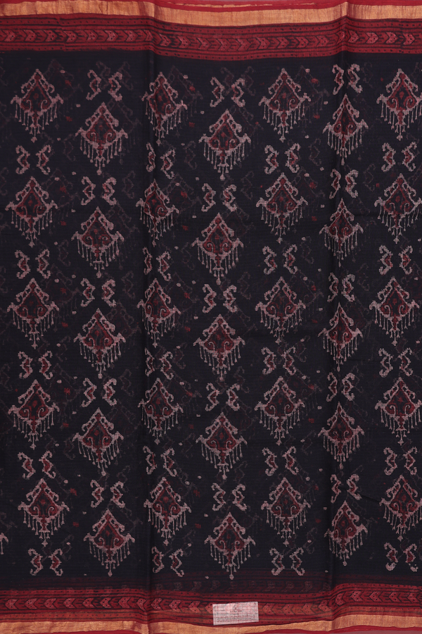Kota Cotton Saree In Black With Printed Design