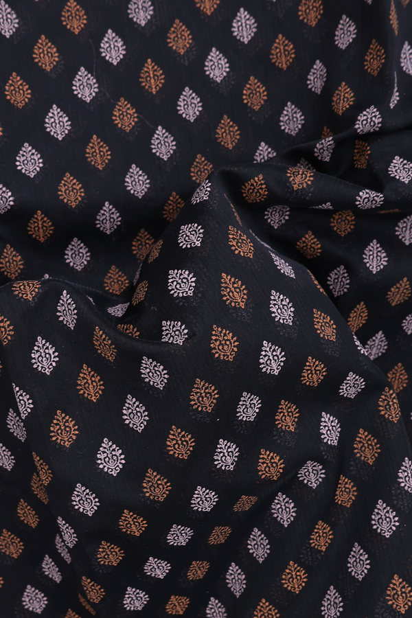 Kota Cotton Saree In Black With Printed Design