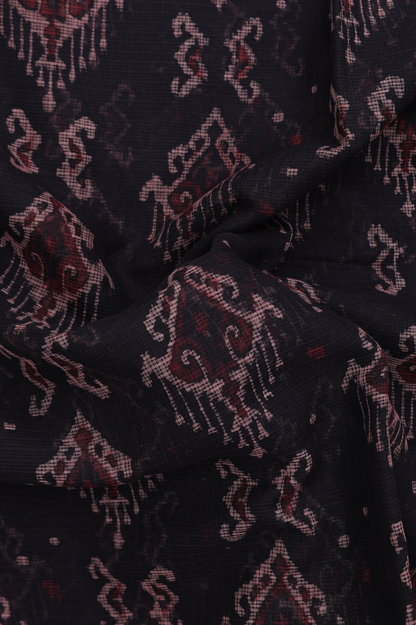Kota Cotton Saree In Black With Printed Design
