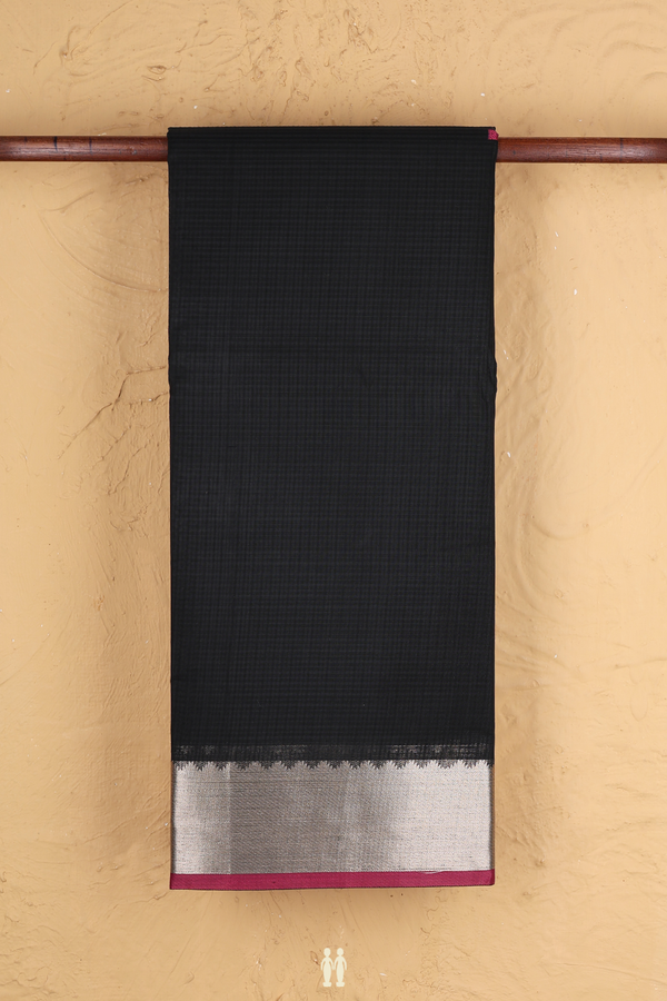 Kota Cotton Saree In Black With Zari Border