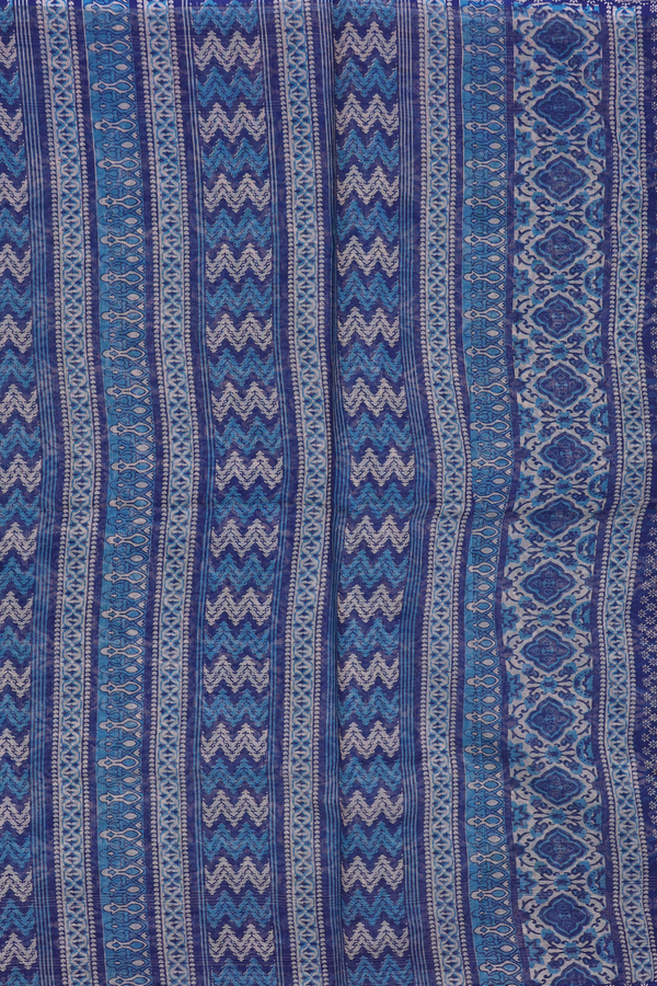 Kota Cotton Saree In Blue And Brown With Printed Design