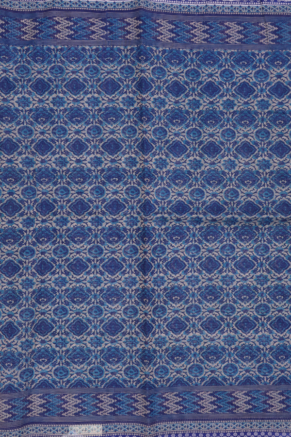 Kota Cotton Saree In Blue And Brown With Printed Design