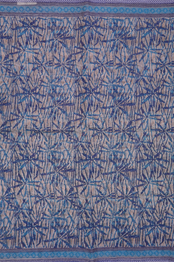 Kota Cotton Saree In Blue And Brown With Printed Design