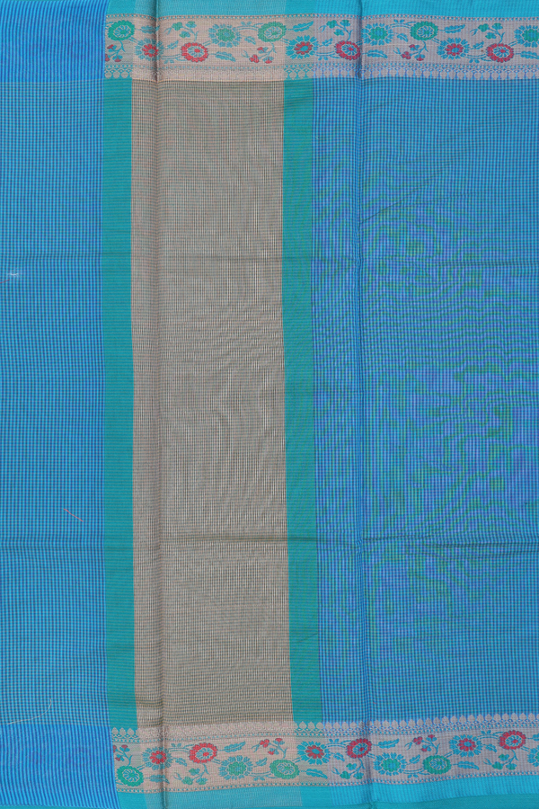 Kota Cotton Saree In Blue With Checks Design