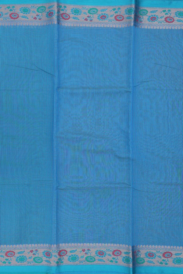 Kota Cotton Saree In Blue With Checks Design