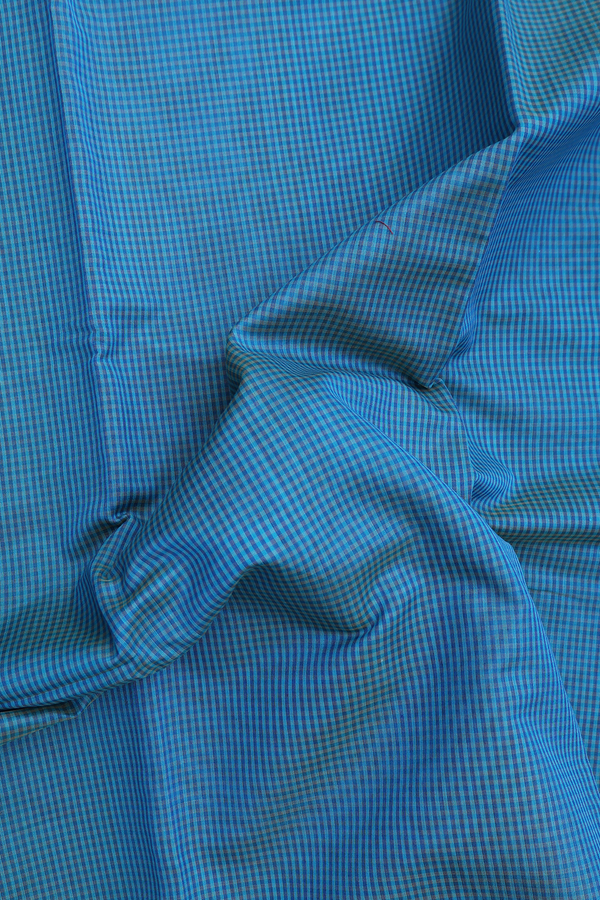 Kota Cotton Saree In Blue With Checks Design
