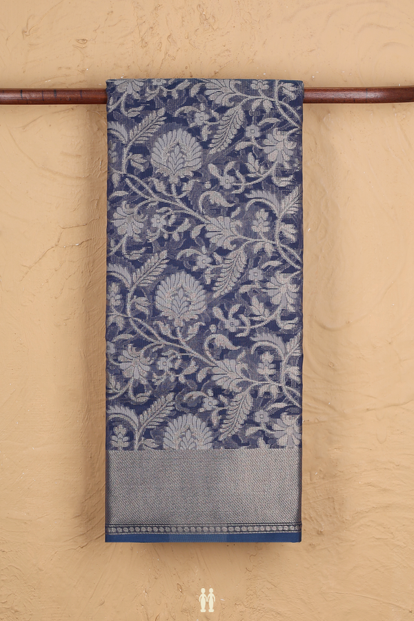 Kota Cotton Saree In Blue With Floral Design