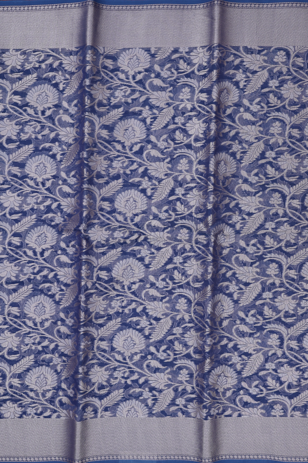 Kota Cotton Saree In Blue With Floral Design