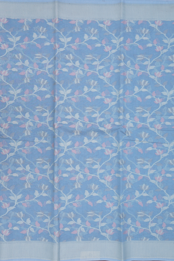 Kota Cotton Saree In Blue With Floral Design