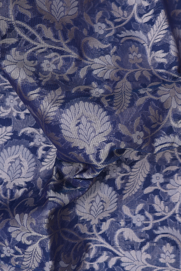 Kota Cotton Saree In Blue With Floral Design