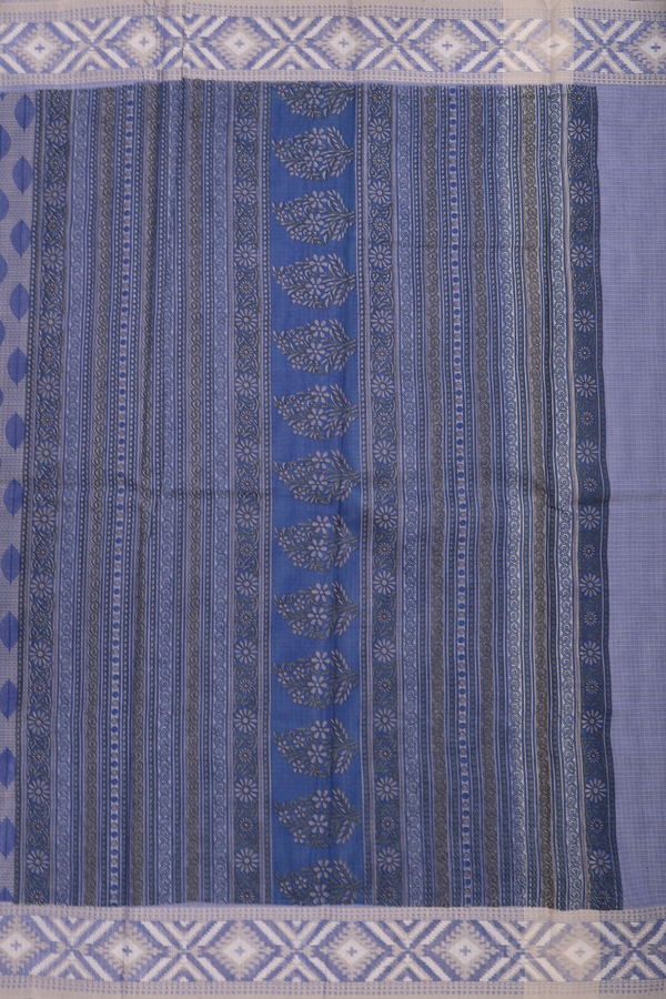 Kota Cotton Saree In Blue With Printed Buttas