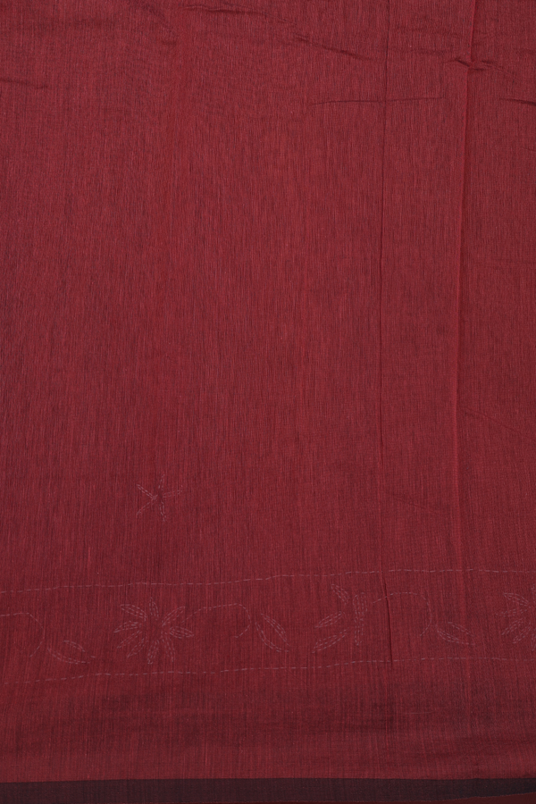 Kota Cotton Saree In Brick Red With Floral Buttas