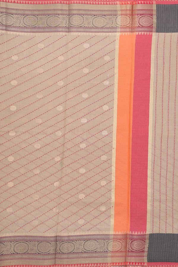 Kota Cotton Saree In Brown With Diagonal Design