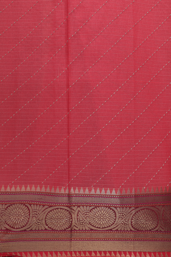 Kota Cotton Saree In Brown With Diagonal Design
