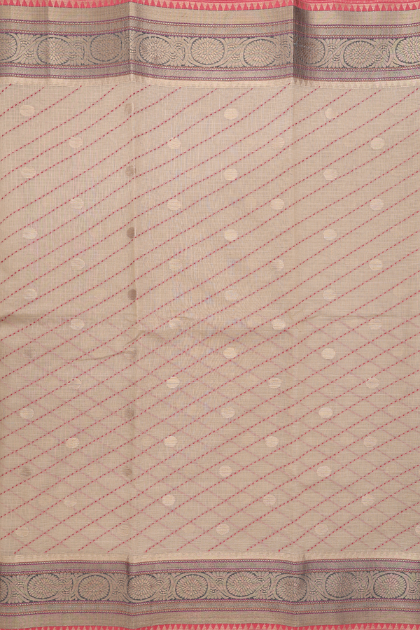 Kota Cotton Saree In Brown With Diagonal Design