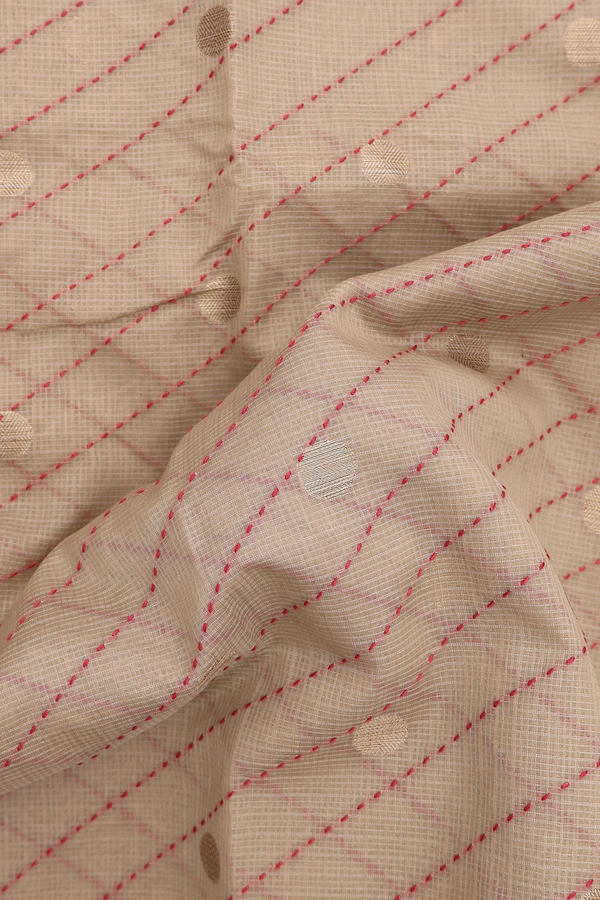 Kota Cotton Saree In Brown With Diagonal Design
