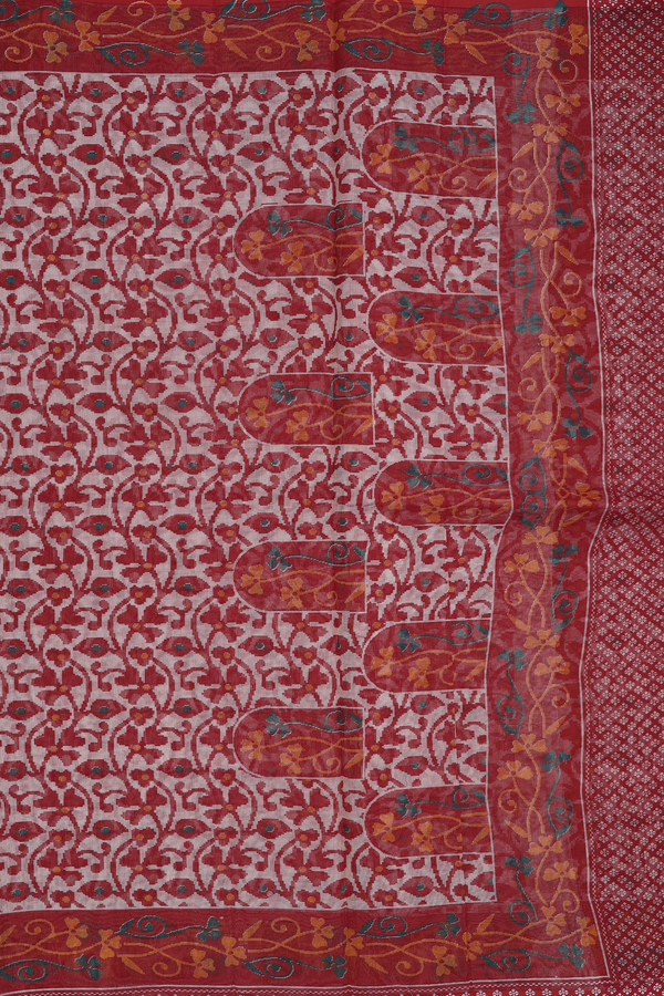 Kota Cotton Saree In Brown With Floral Design