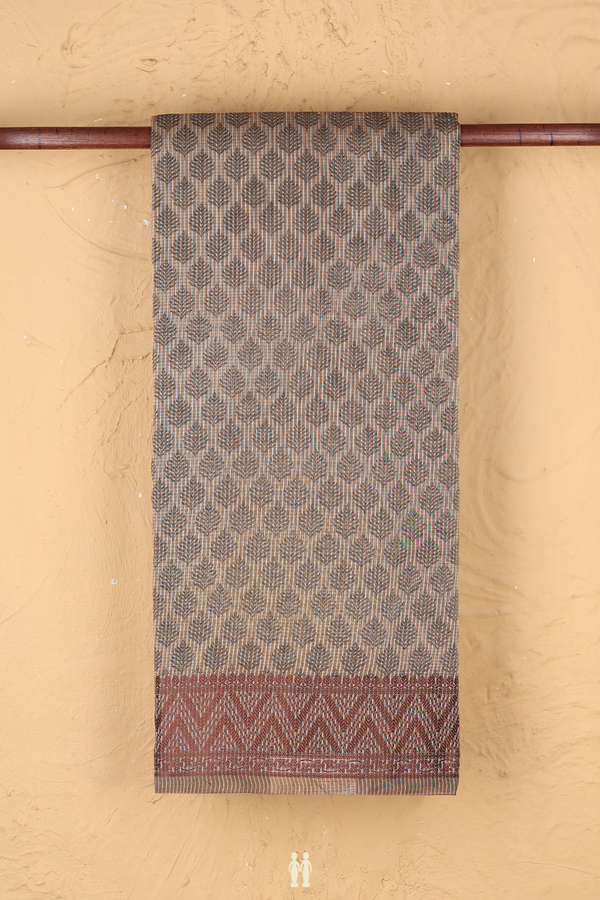 Kota Cotton Saree In Brown With Printed Design