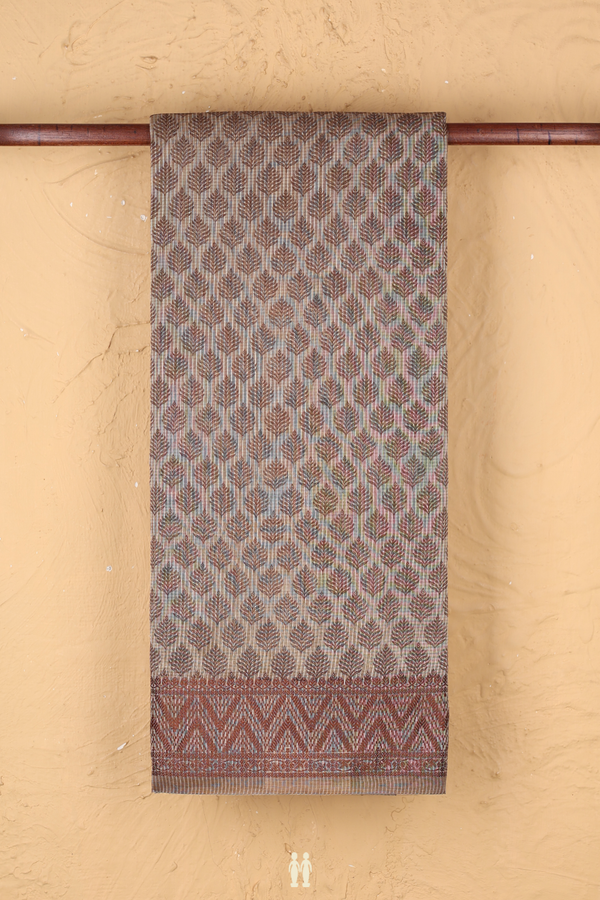 Kota Cotton Saree In Brown With Printed Design