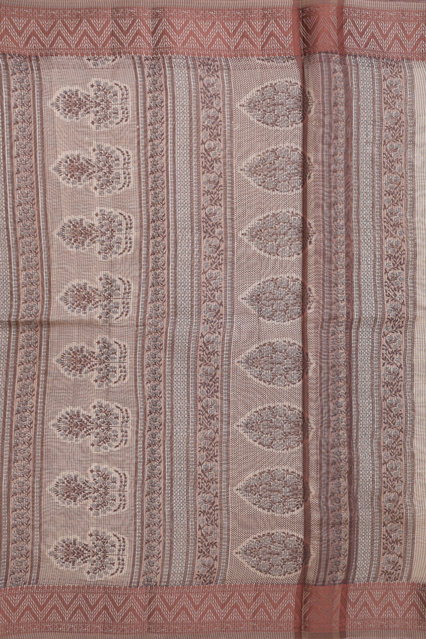 Kota Cotton Saree In Brown With Printed Design